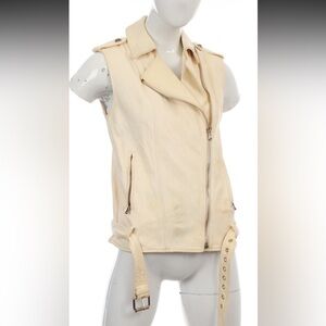Pierre Balmain Vanilla Nappa Leather Motorcycle Vest 28